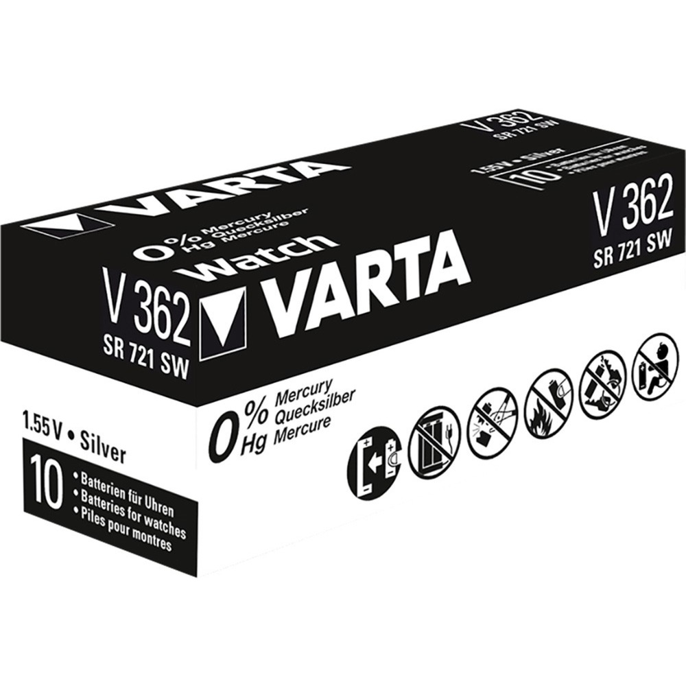 10er Pack Varta Silberoxid-Knopfzelle 362