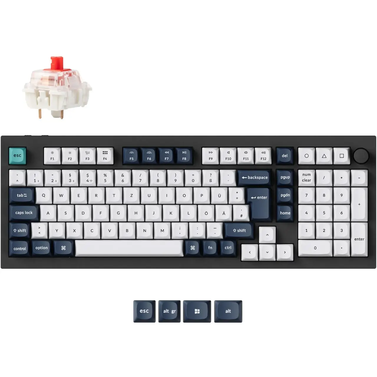 Keychron Q5 Max - DE-Layout, Gateron Jupiter Red, Hot-Swap, Aluminiumrahmen, RGB | schwarz/mehrfarbig