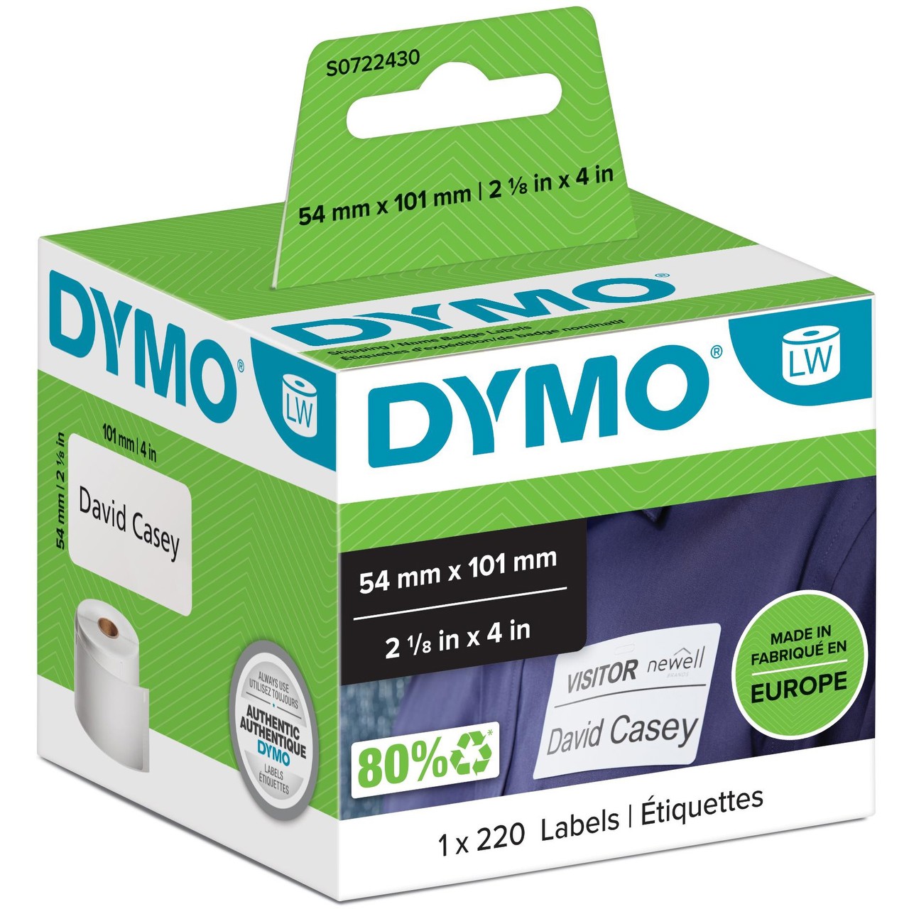 Dymo LabelWriter ORIGINAL Versandetiketten 54x101mm, 1 Rolle mit 220 Etiketten