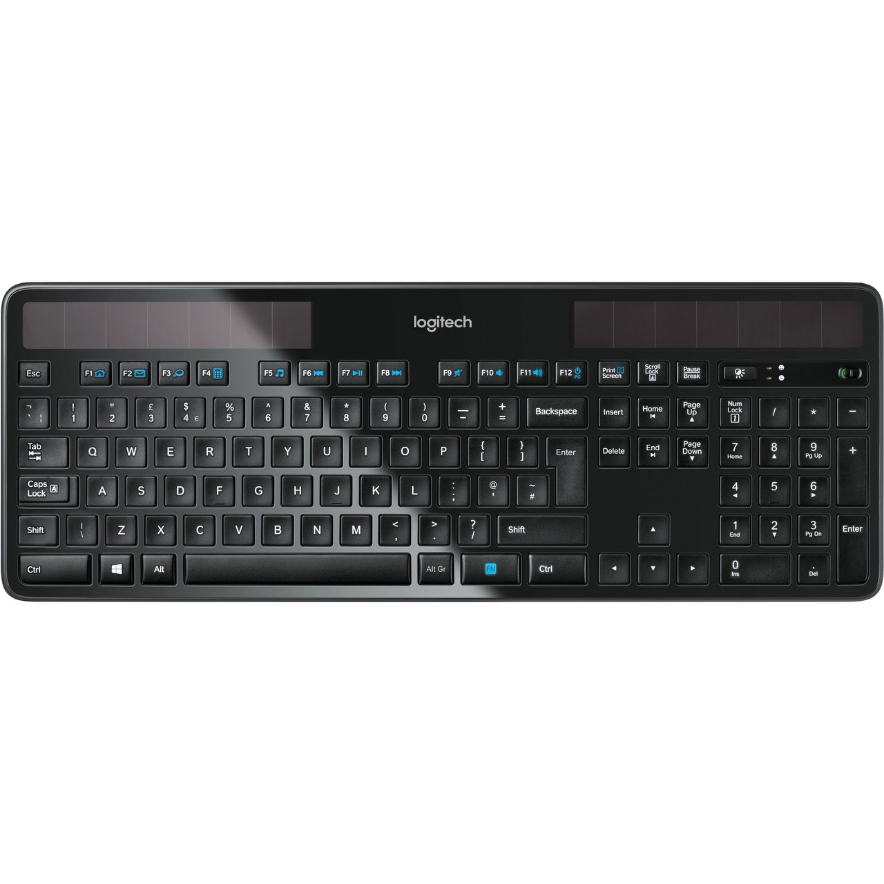 Logitech K750 wireless Solar Keyboard - DE-Layout | schwarz glänzend/silber