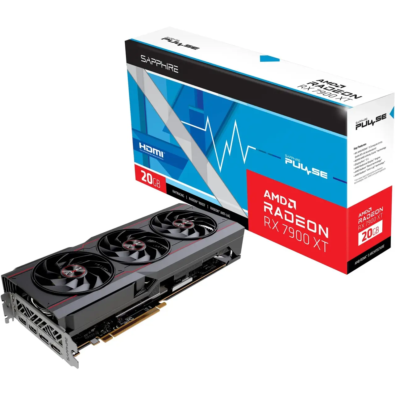 SAPPHIRE Radeon RX 7900 XT PULSE 20GB - RDNA 3, GDDR6, 2x DisplayPort, 2x HDMI 2.1