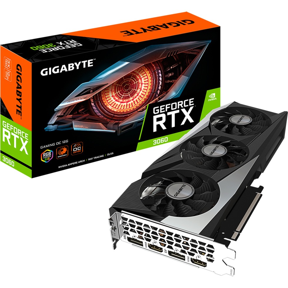 GIGABYTE GeForce RTX 3060 GAMING OC 12G LHR - 2x DisplayPort, 2x HDMI 2.1