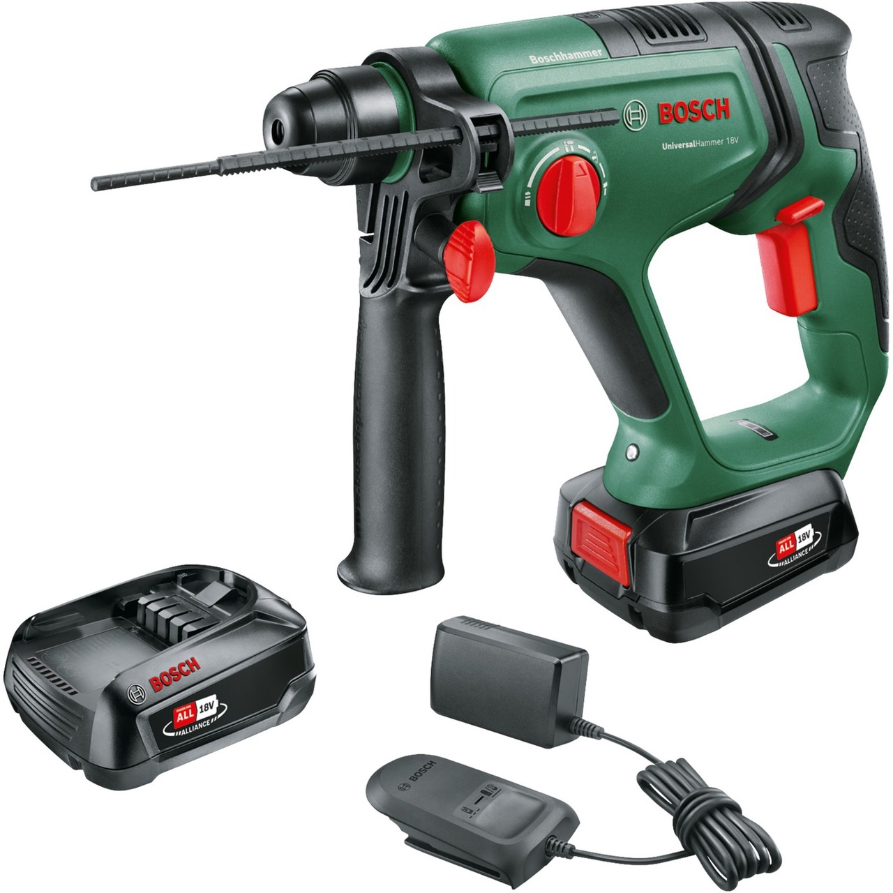 Bosch Akku-Bohrhammer UniversalHammer 2x 18V Li-Ionen Akku | Koffer, POWER FOR ALL ALLIANCE