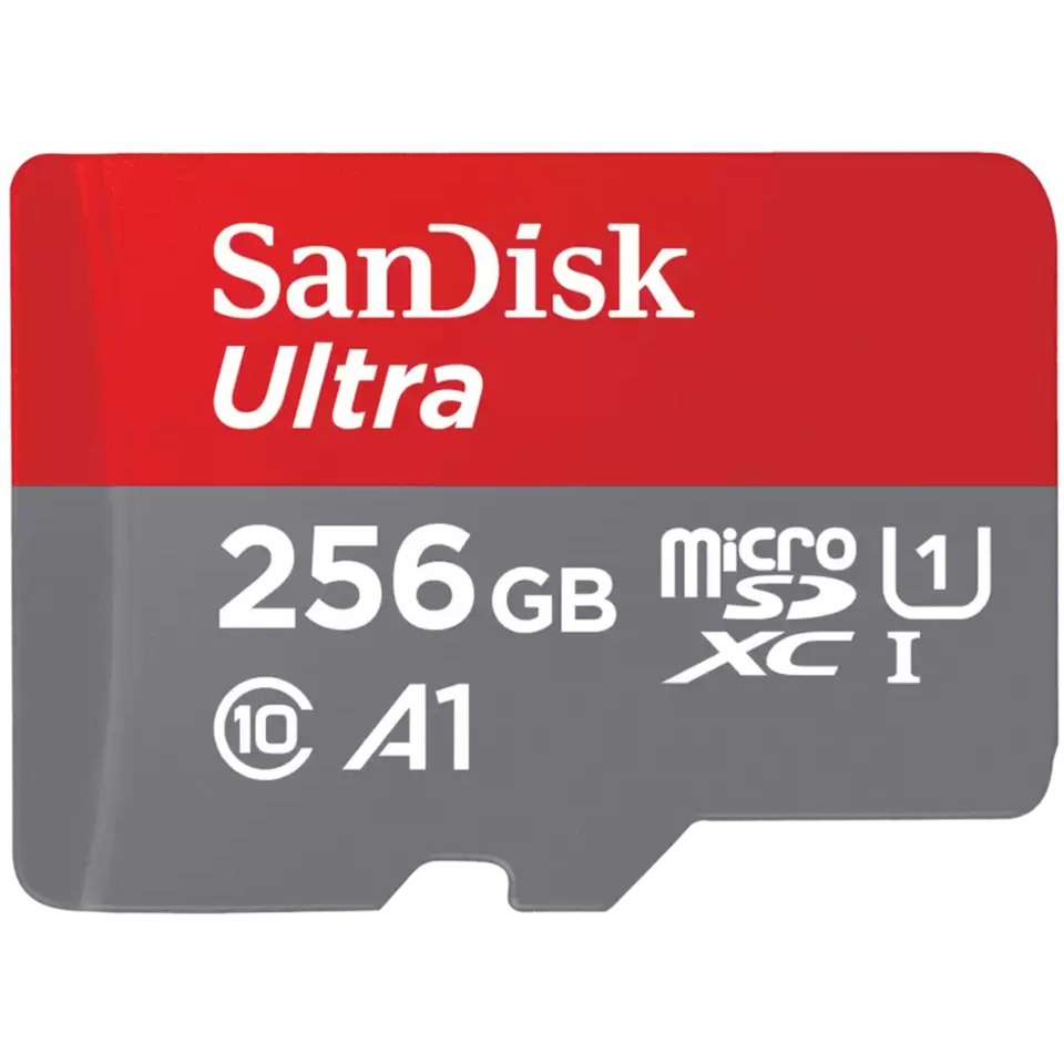 SanDisk Ultra 256 GB microSDXC - UHS-I U1, Class 10, A1 | grau/rot