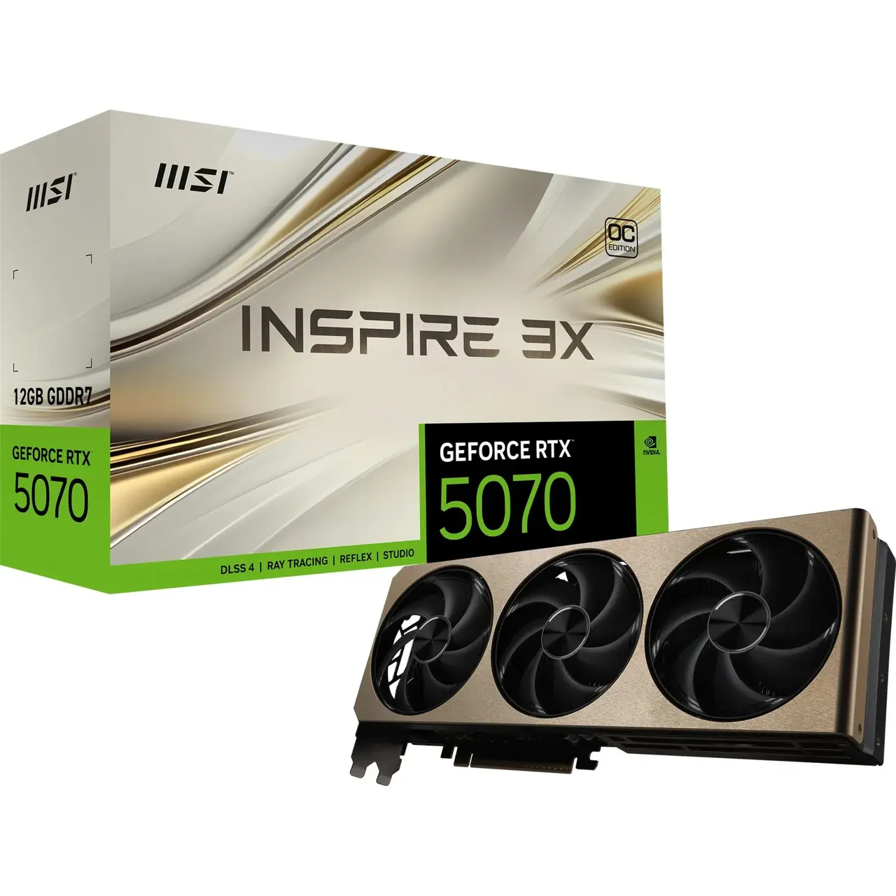 MSI GeForce RTX 5070 12G INSPIRE 3X OC - DLSS 4, 3x DisplayPort, 1x HDMI 2.1