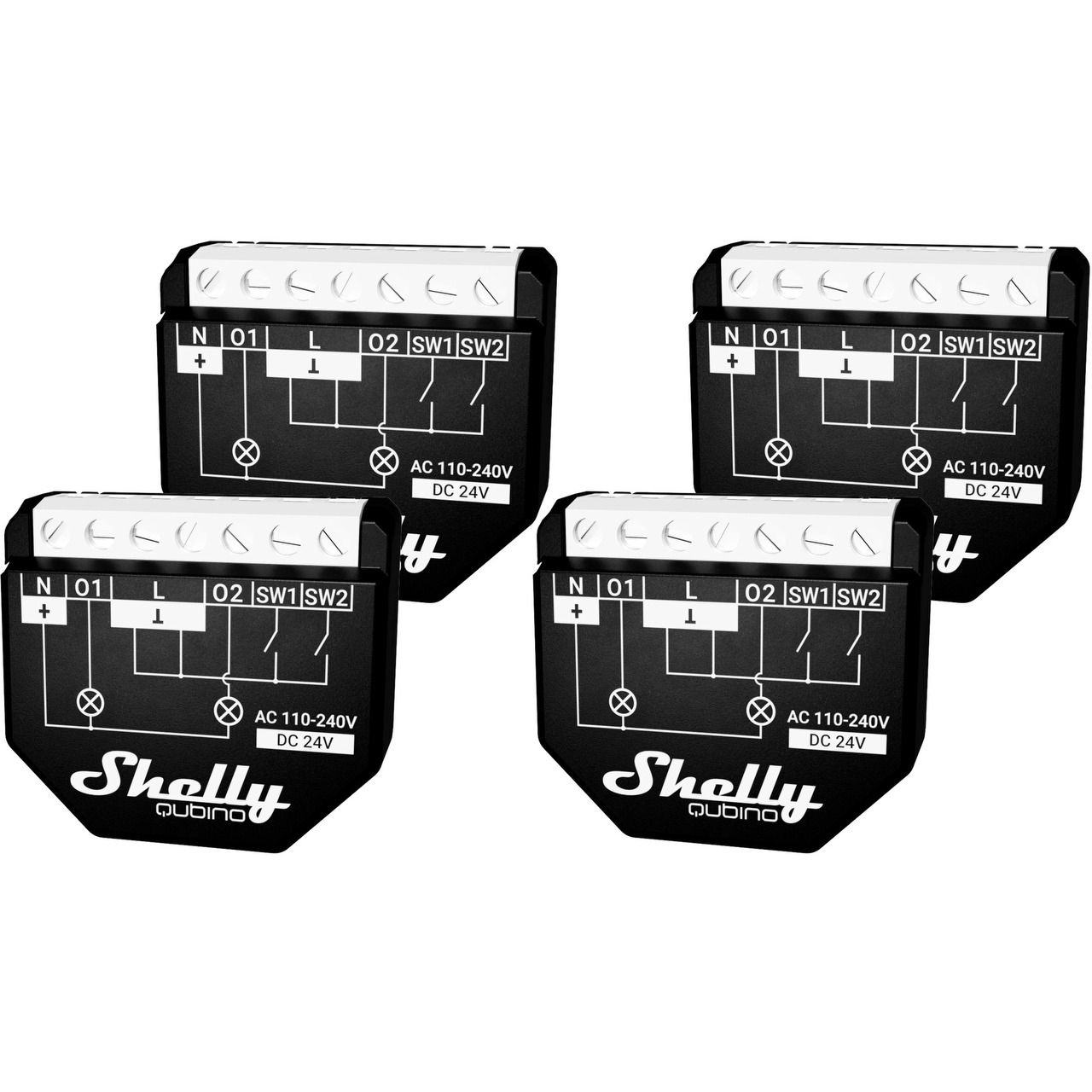 4er Pack Shelly Wave 2PM Relais | schwarz