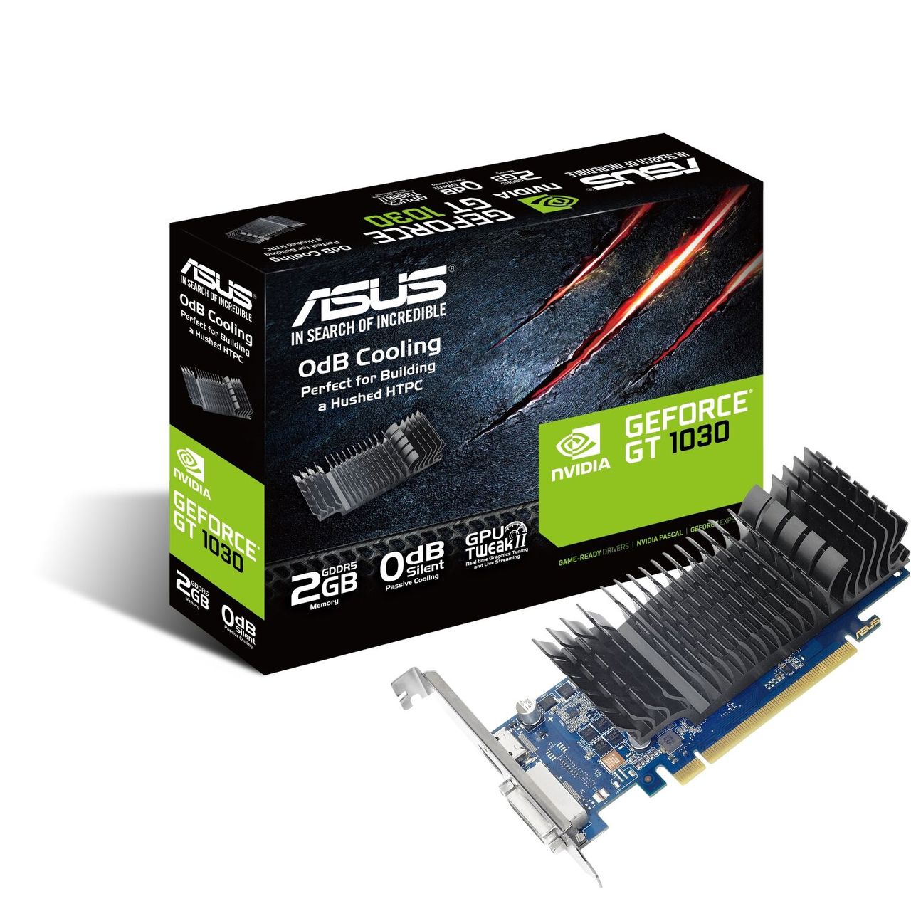 ASUS GeForce GT 1030 SL-BRK - 2 GB GDDR5, 1x DVI-D, 1x HDMI, passiv