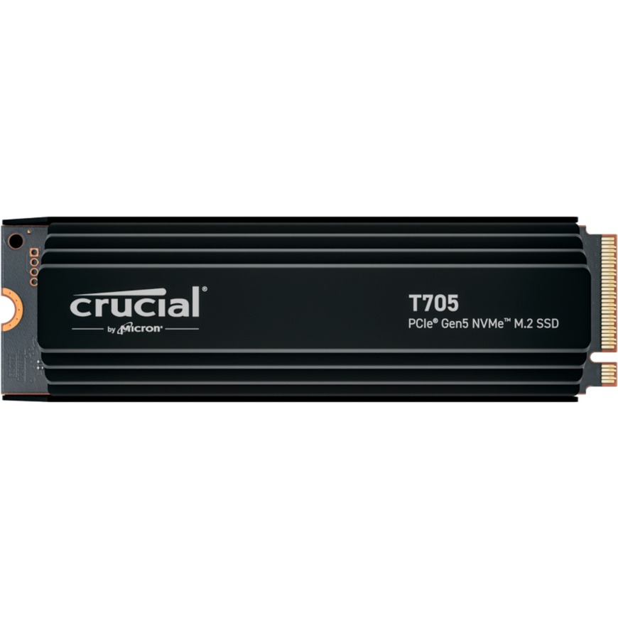 1 TB Crucial T705 inkl. Aluminium Kühlkörper - PCIe 5.0 x4, NVMe 2.0, M.2 2280 | schwarz