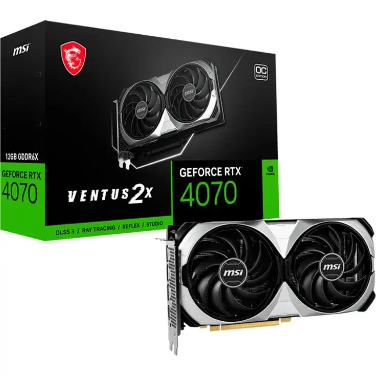 MSI GeForce RTX 4070 VENTUS 2X E OC - DLSS 3, 3x DisplayPort, 1x HDMI 2.1