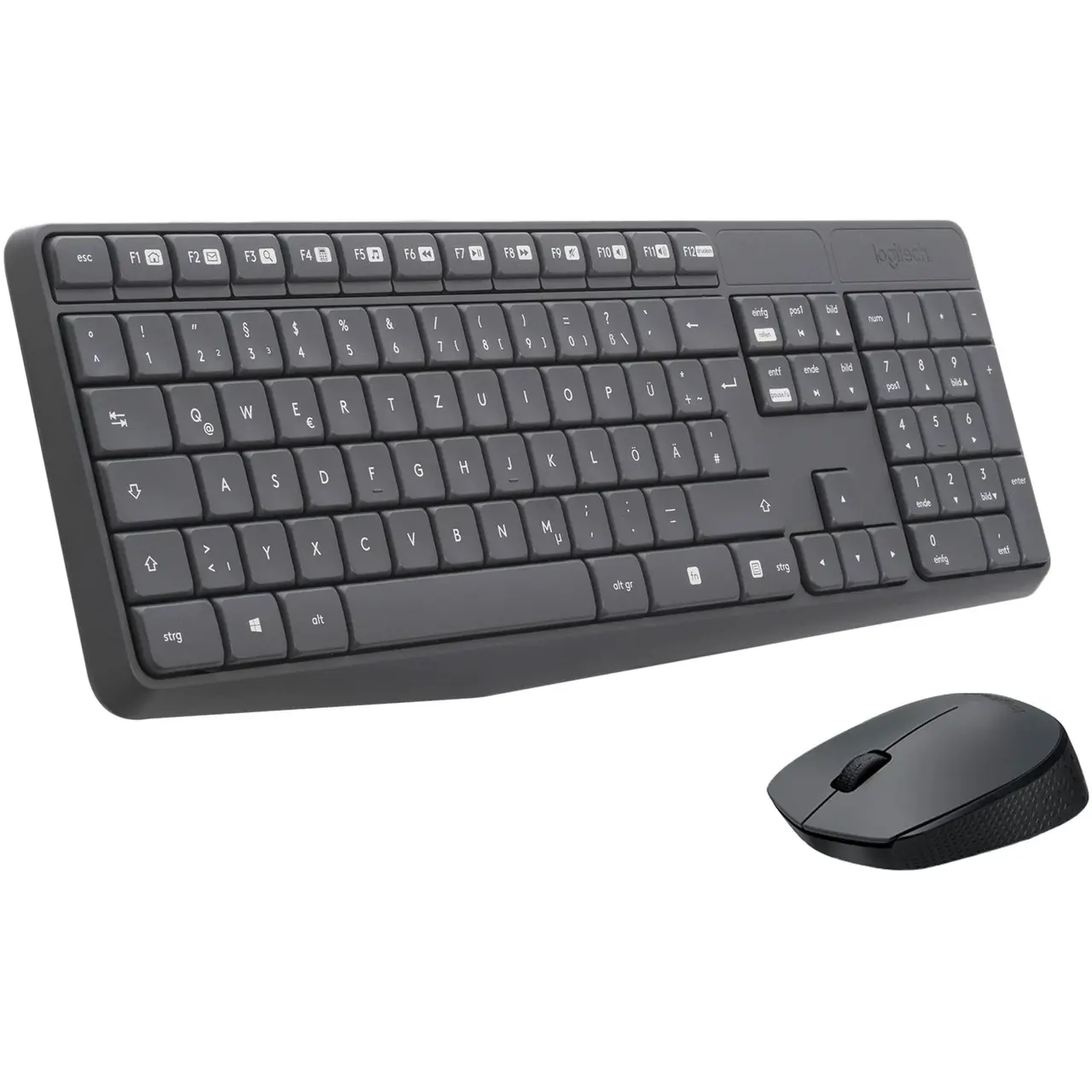 Logitech Wireless Kombo MK235 - Tastatur & Maus Set, kabellos, DE-Layout | Anthrazit