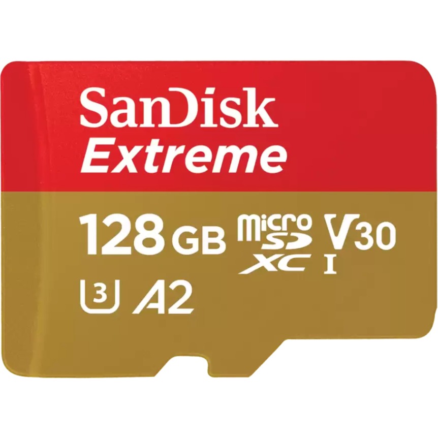 128 GB SanDisk Extreme microSDXC - UHS-I U3, Class 10, V30, A2