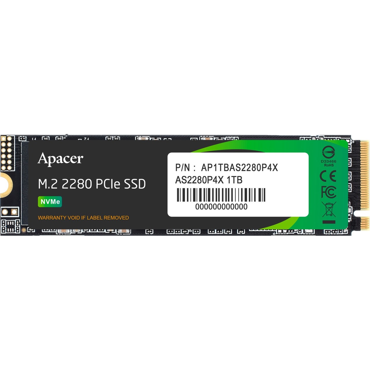 1TB Apacer AS2280P4X | PCIe 3.0 x4, NVMe 1.3, M.2 2280