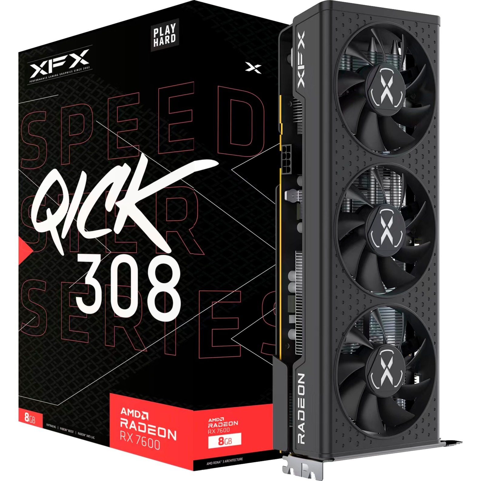 XFX Radeon RX 7600 SPEEDSTER QICK308 BLACK, Grafikkarte