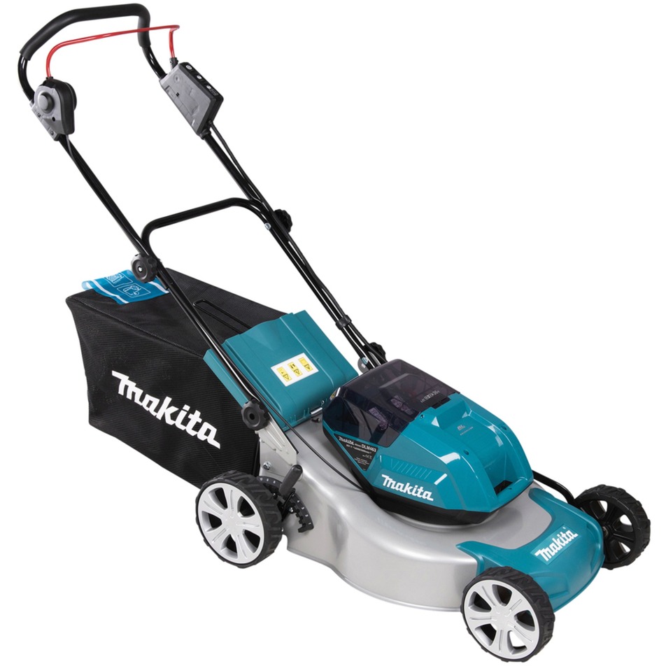 Makita Akku-Rasenmäher DLM463PT2 - 2x Li-Ionen Akku 5,0Ah | blau/schwarz