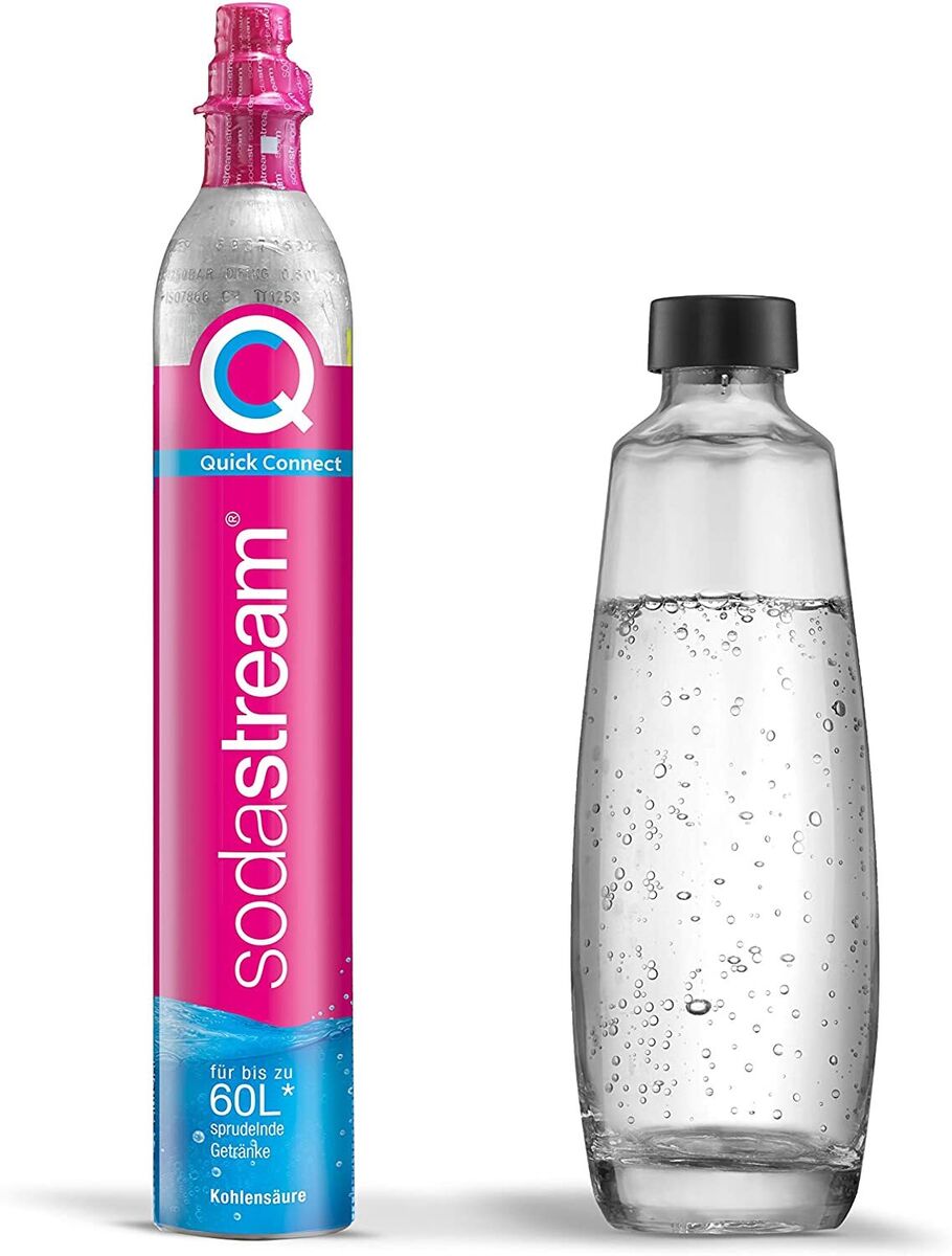 SodaStream Zubehör Glaskaraffe DUO 1-Pack + Reservezylinder mit Quick-Connect Verschluss