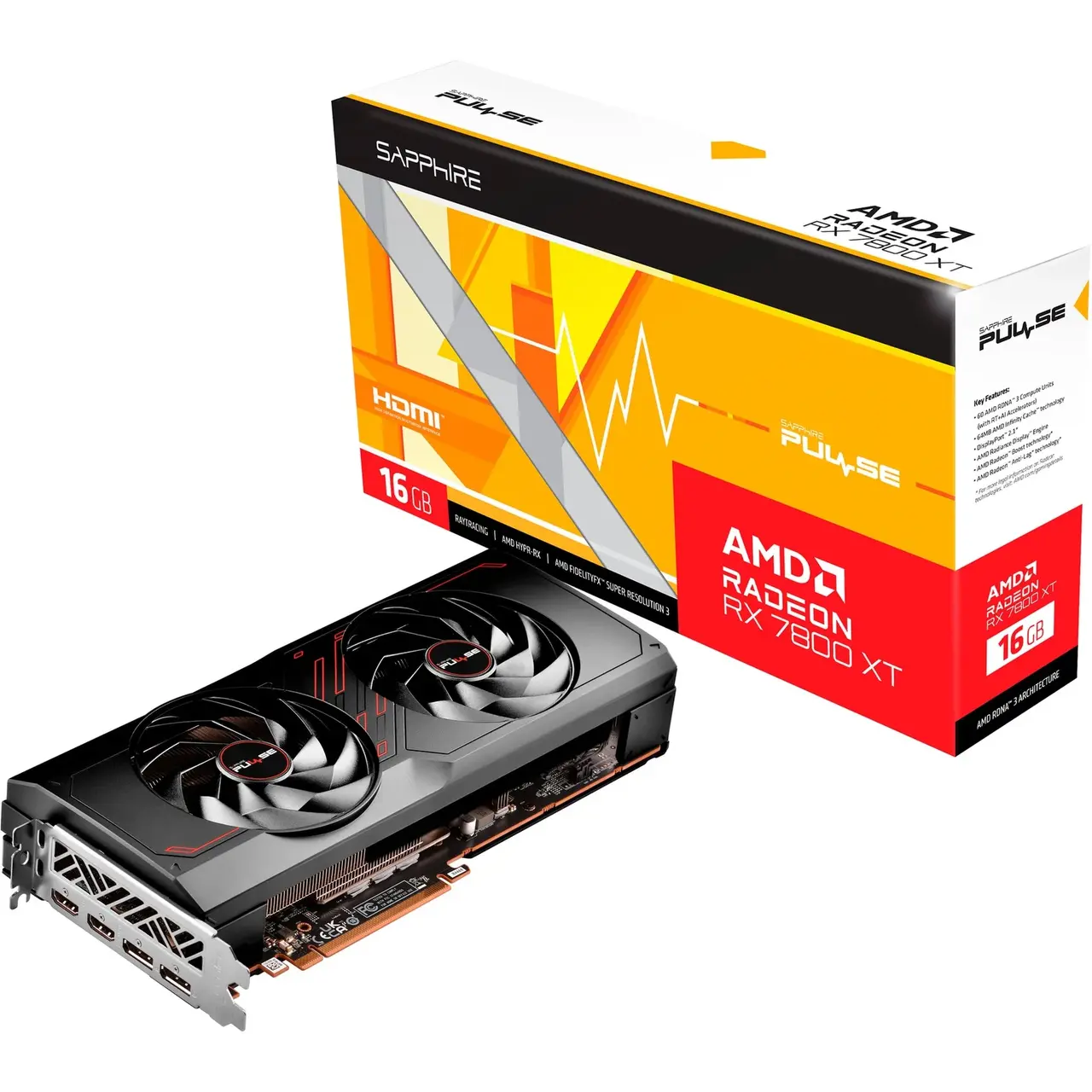 SAPPHIRE Radeon RX 7800 XT PULSE GAMING 16G - RDNA 3, GDDR6, 2x DisplayPort, 2x HDMI 2.1