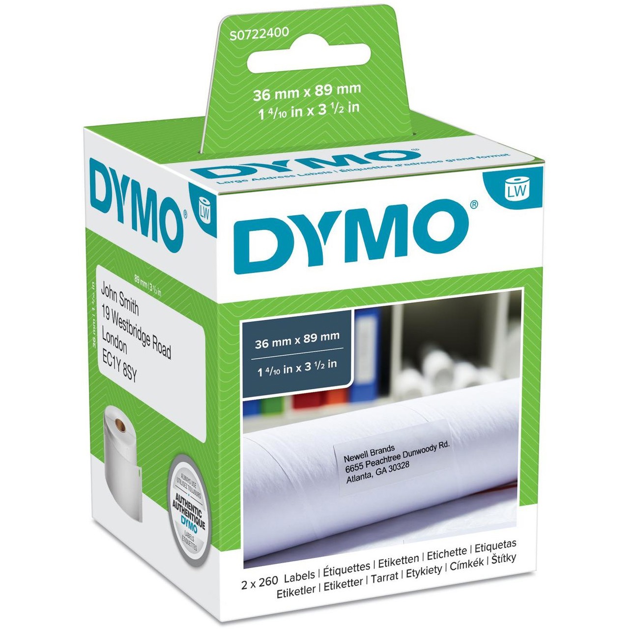 Dymo LabelWriter ORIGINAL Adressetiketten 36x89mm, 1 Rolle mit 260 Etiketten