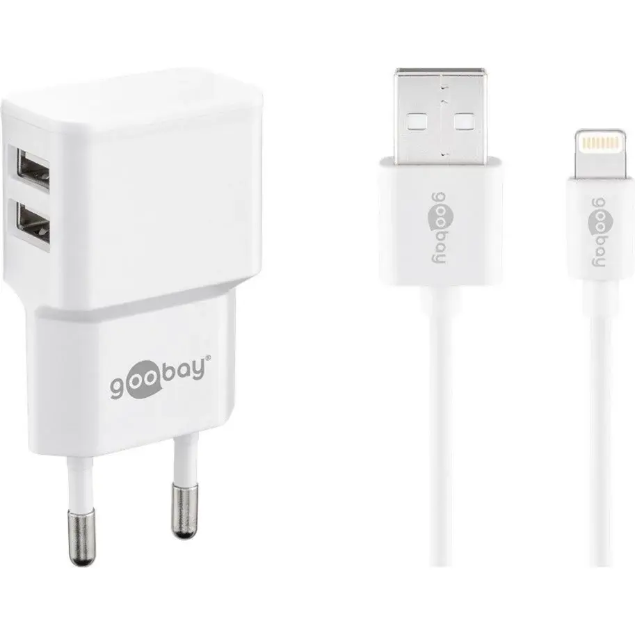 goobay Apple Lightning Dual Ladeset 2,4 A | weiß