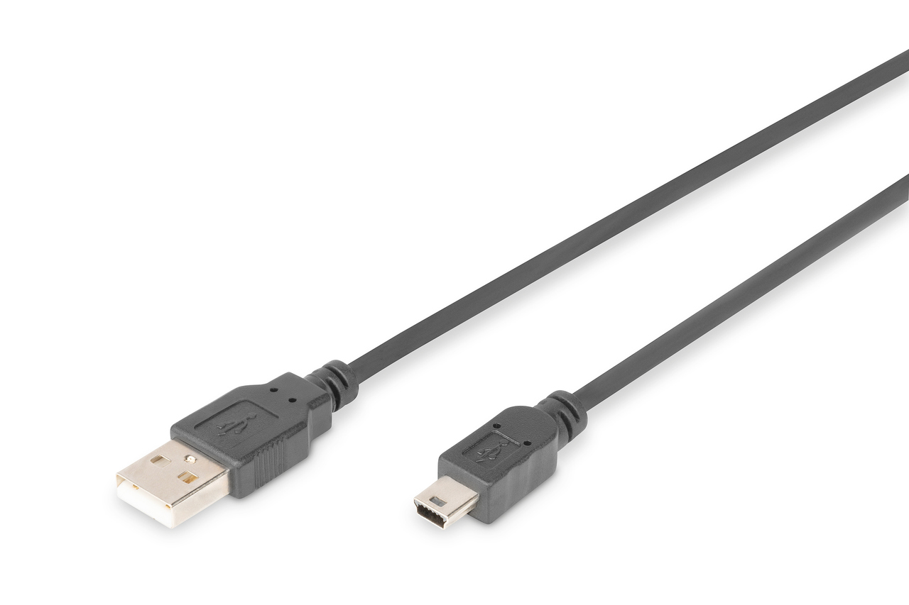 1,8m Digitus USB 2.0 A - Mini-B Adapterkabel | Schwarz