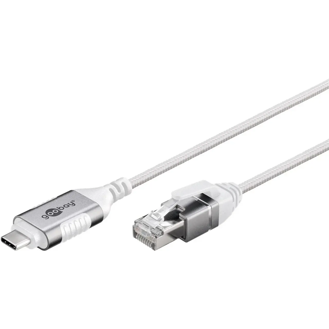 1 Meter goobay Ethernet-Adapterkabel USB-C 3.2 Gen2 > RJ-45, Slim | weiß