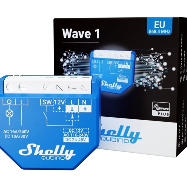 Shelly Wave 1 - max 16A, 1 Kanal Unterputz, Z-Wave | blau