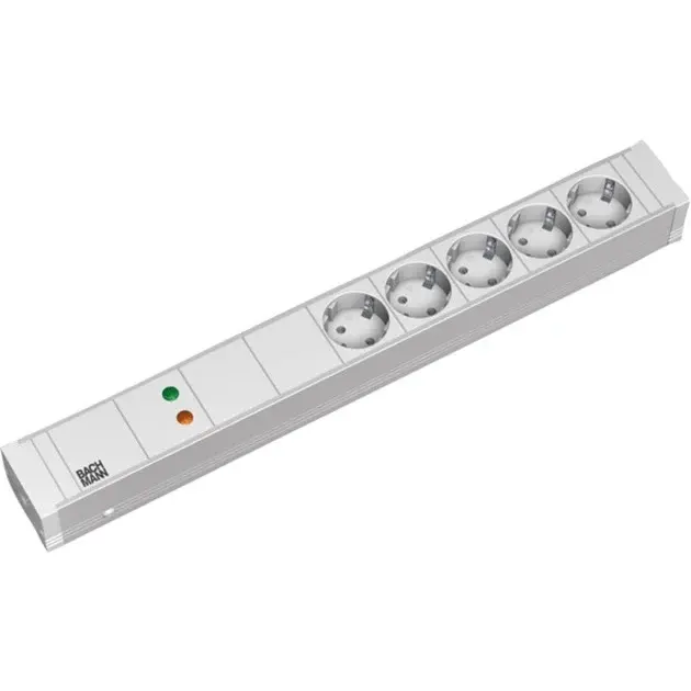 Bachmann 19" IT PDU 5-fach Steckdosenleiste Basic - 5.000A Überspannungsschutz | weiß