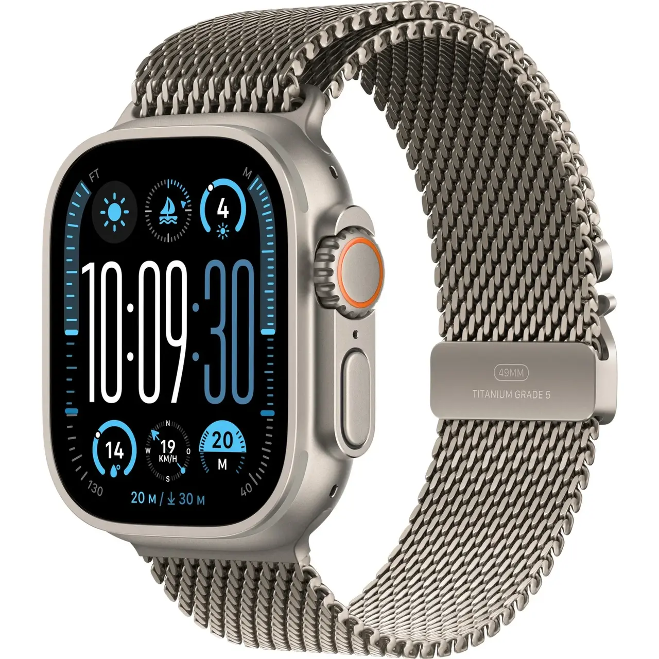 Apple Watch Ultra 2 - 49 mm, Milanaise Armband Titan natur, Titangehäuse, 4G/LTE, 3G/UMTS | Titan