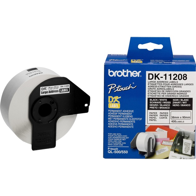 Brother Adress-Etiketten DK11208 - 38x90 mm - 400 Etiketten | weiß