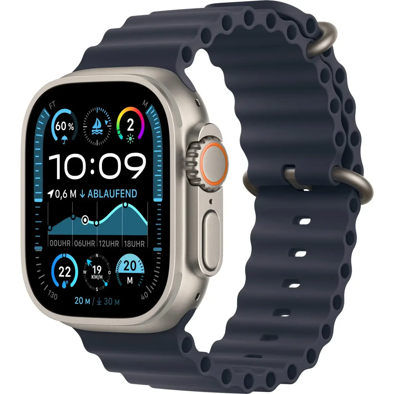 Apple Watch Ultra 2 - 49 mm, Ocean Armband, Titangehäuse, 4G/LTE, 3G/UMTS | Titian/Schwarz