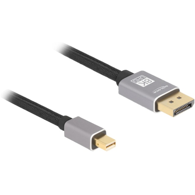 3 Meter DeLOCK Kabel Mini DisplayPort > DisplayPort 1.4, 8K mit HDR | schwarz/grau