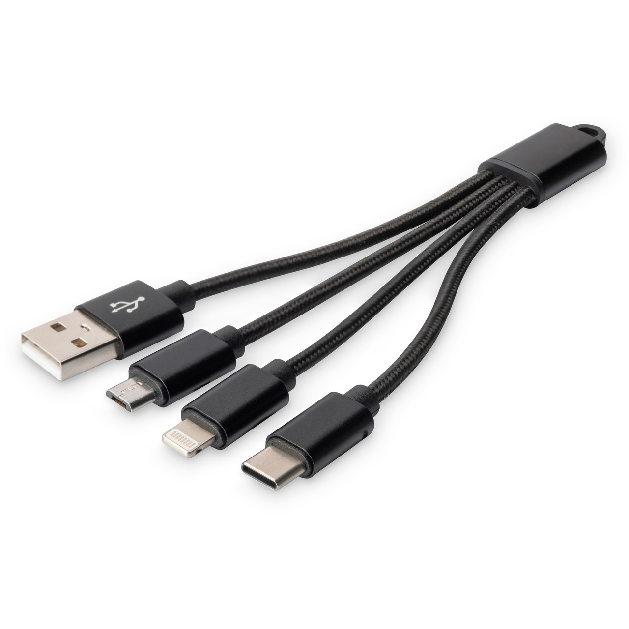 Digitus USB > Lightning/Micro-USB/USB-C 0,15m | schwarz