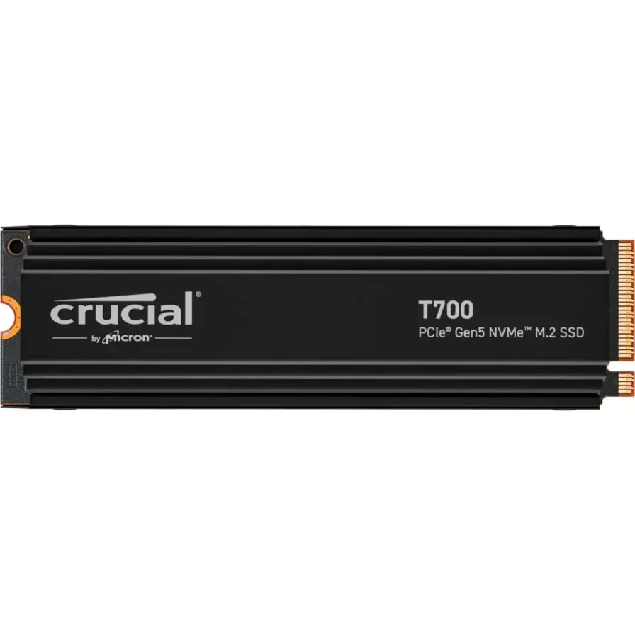 1 TB Crucial T700 inkl. Aluminium Kühlkörper - PCIe 5.0 x4, NVMe 2.0, M.2 2280 | schwarz