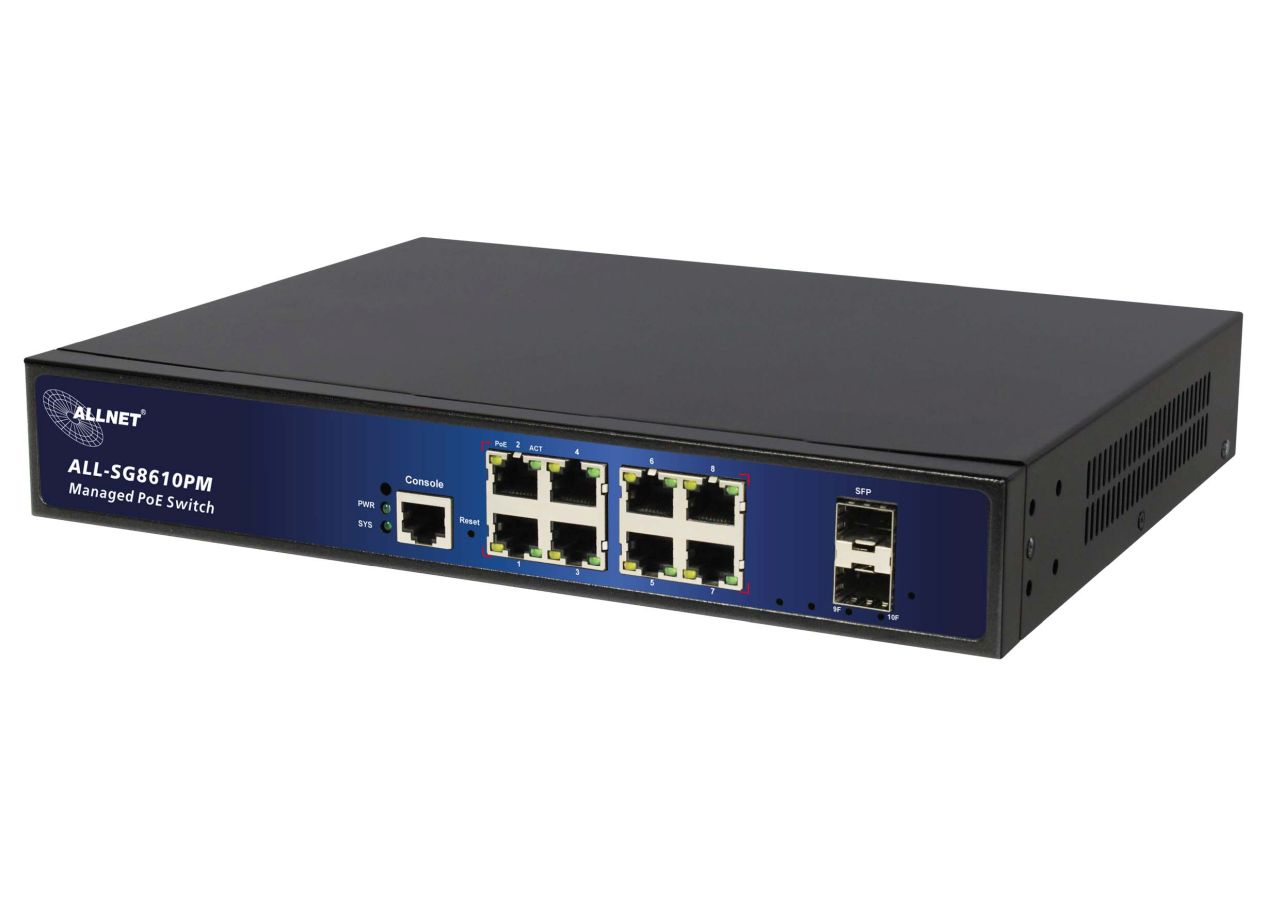 ALLNET ALL-SG8610PMJ - Lüfterlos, Switch full managed Layer2, PoE