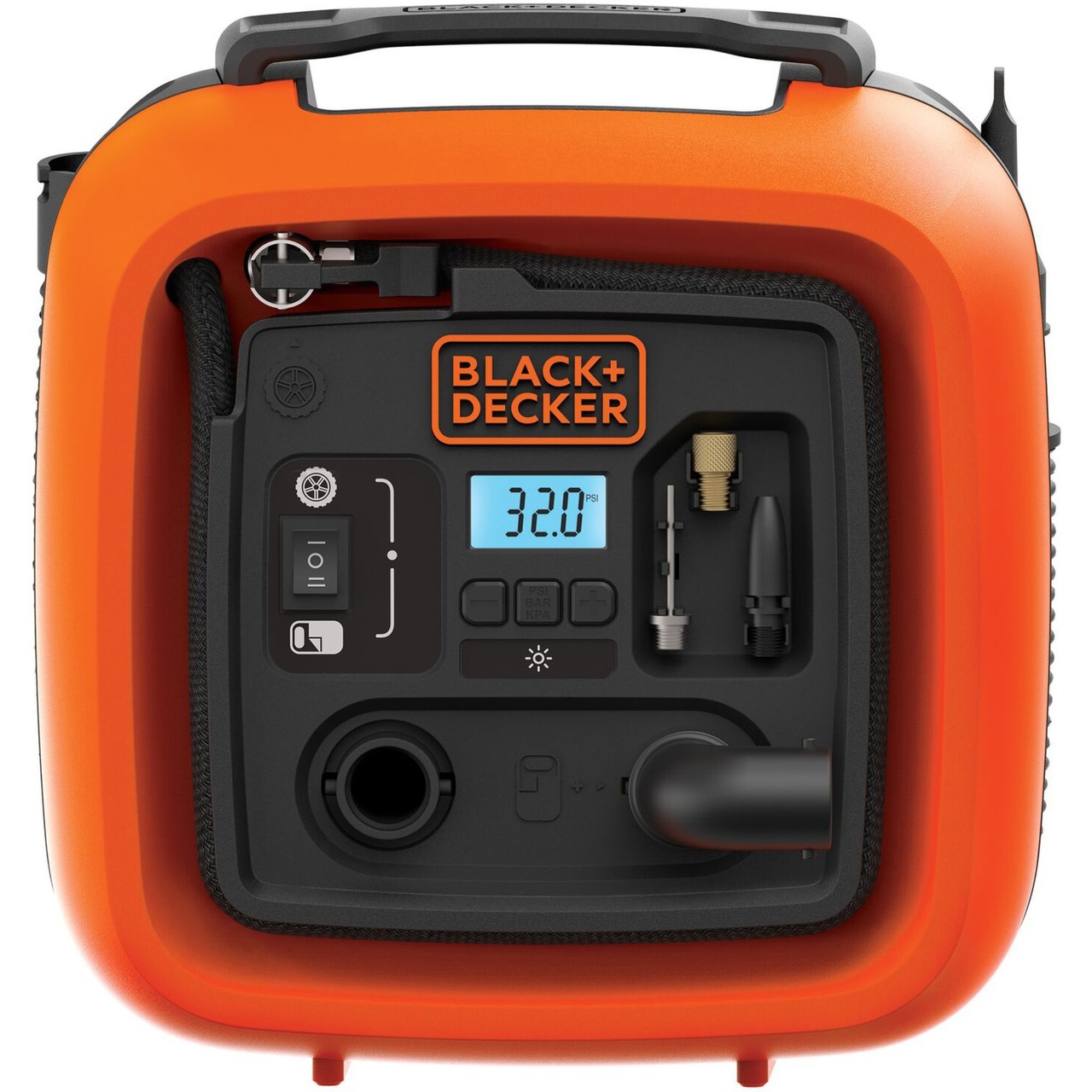 BLACK+DECKER Kompressor ASI400-XJ, 11bar, 12 Volt Zigarettenzünder-Anschluss | orange/schwarz