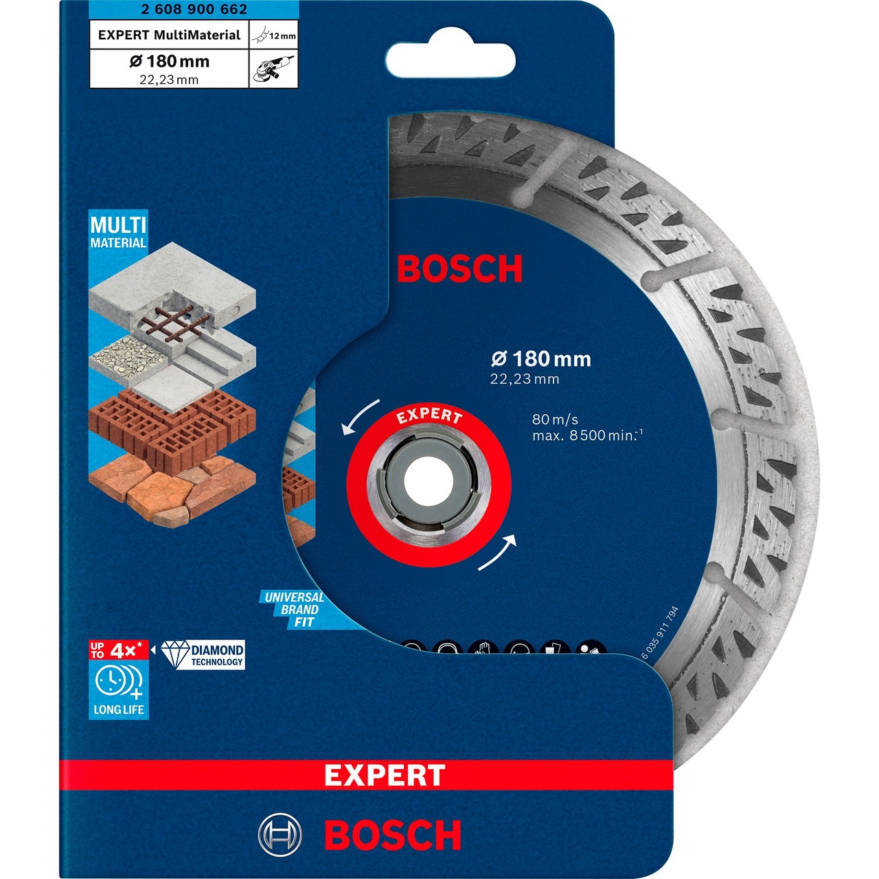 Bosch Diamanttrennscheibe Expert MultiMaterial - Ø 180mm, Bohrung 22,23mm