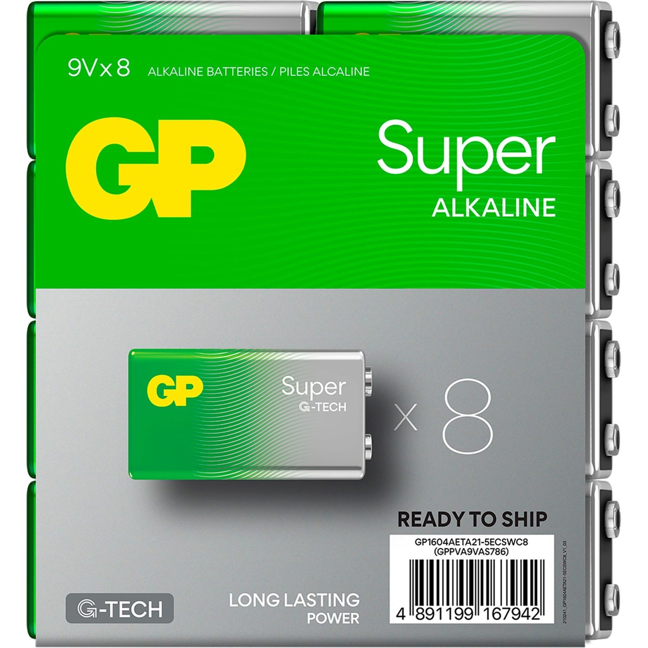 GP Super Alkaline 9V Blockbatterie Longlife mit neuer G-Tech Technologie