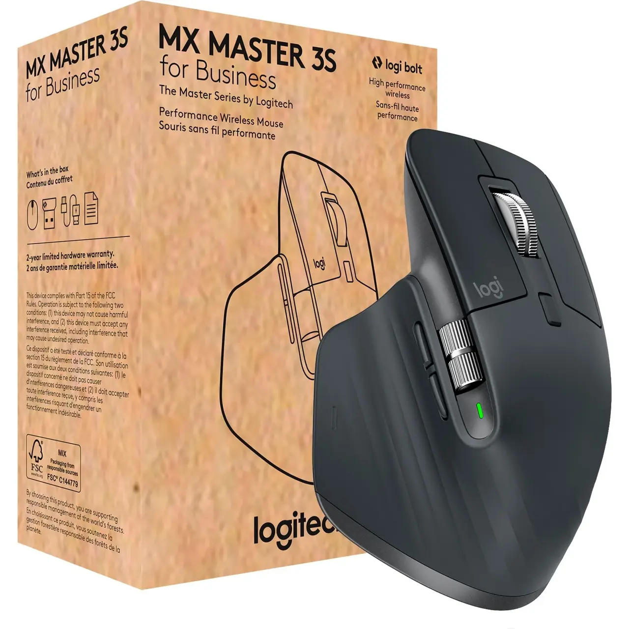 Logitech MX Master 3S for Business - 7 Tasten, Logi Bolt, Bluetooth, kompatibel mit PC/Mac/iPad/Android | graphit