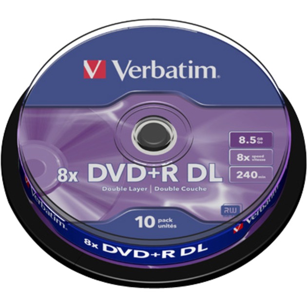 10er Cake-Box Verbatim DVD+R DL 8,5 GB Rohlinge