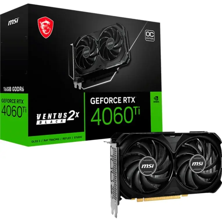 MSI GeForce RTX 4060 Ti VENTUS 2X BLACK 16G OC, Grafikkarte