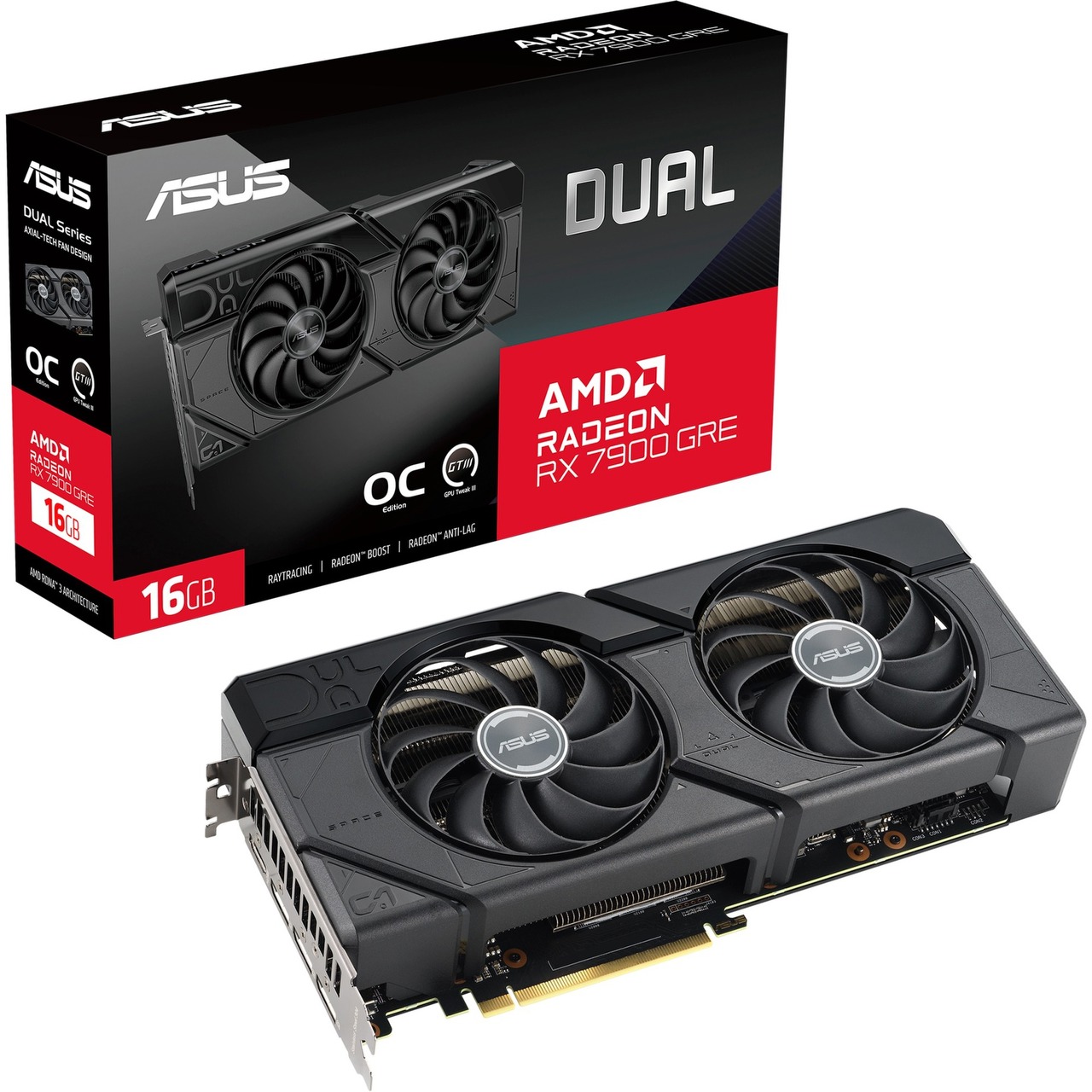 ASUS Radeon RX 7900 GRE DUAL OC - RDNA 3, GDDR6, 3x DisplayPort, 1x HDMI 2.1