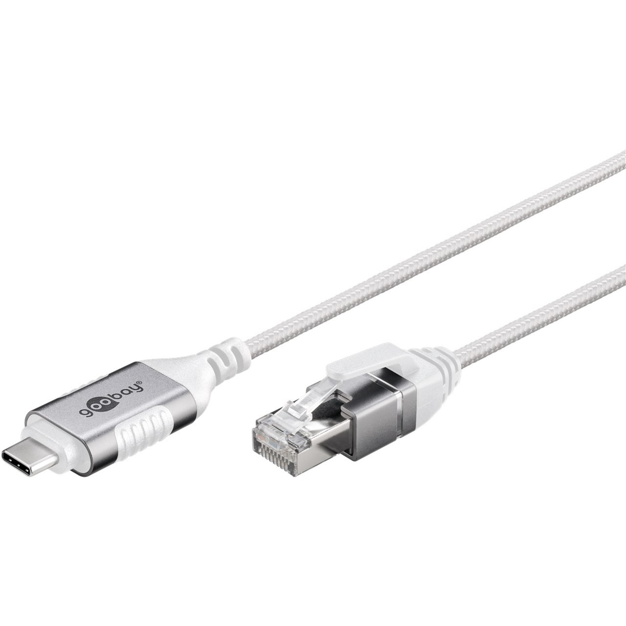 10 Meter goobay Ethernet-Adapterkabel USB-C 3.2 Gen2 > RJ-45, Slim | weiß