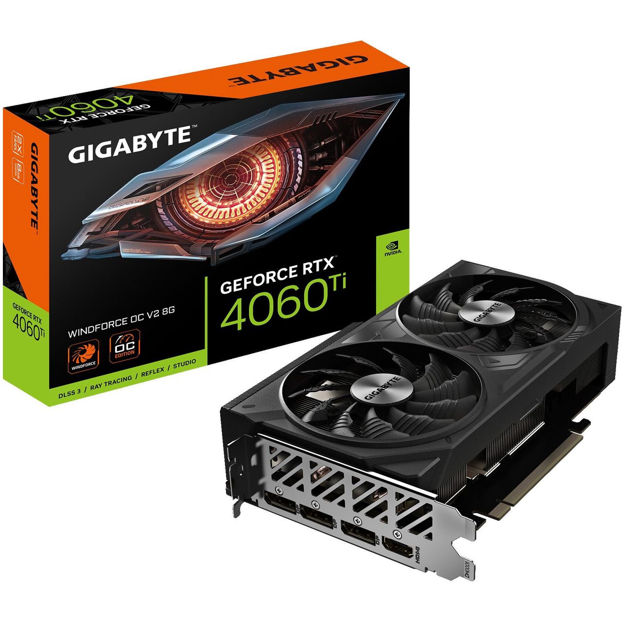 GIGABYTE GeForce RTX 4060 Ti WINDFORCE OC V2 - 8 GB GDDR6, 1x HDMI, 3x Display Port