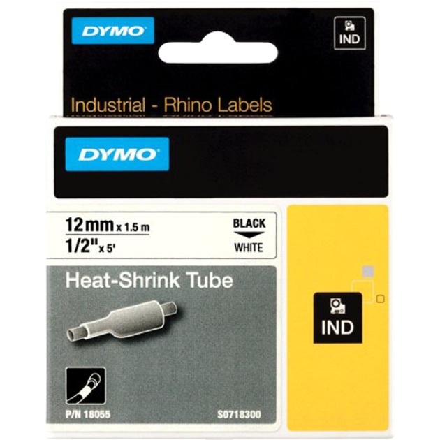 Dymo Rhino IND ORIGINAL Heißschrumpfschlauch - 12mm x 1,5m, schwarz auf weiß